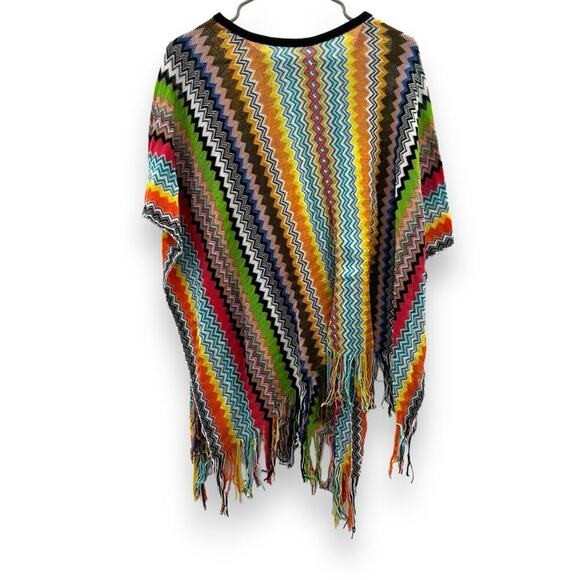Missoni Multicolor Rainbow Chevron Fringe Pullover Poncho One Size NEW - Picture 3 of 10